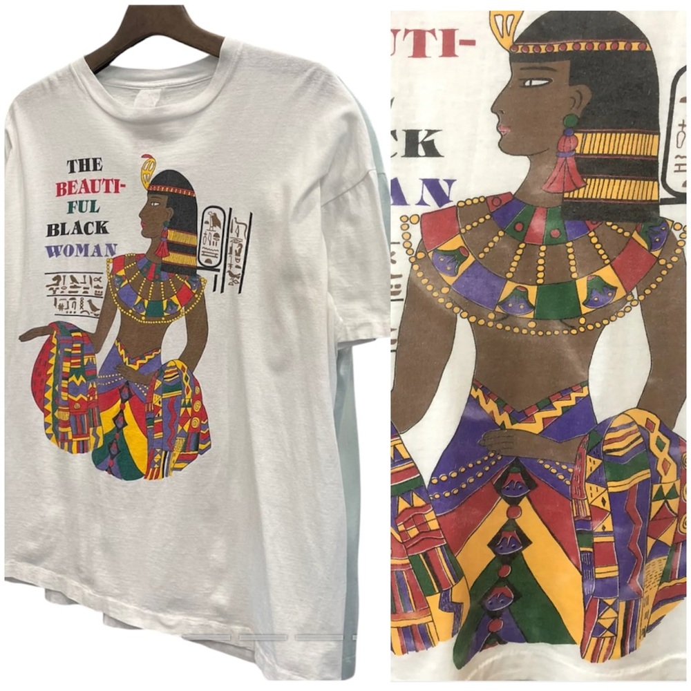 Rare 90s Vintage Beautiful Black Woman Nefertiti Colorful Graphic Tee